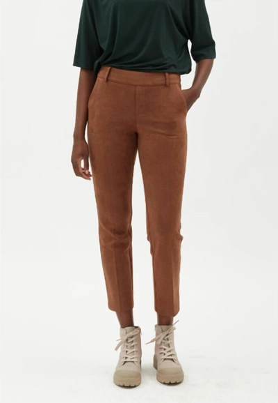 Iltm Faux Suede Pull On Pant In Brown