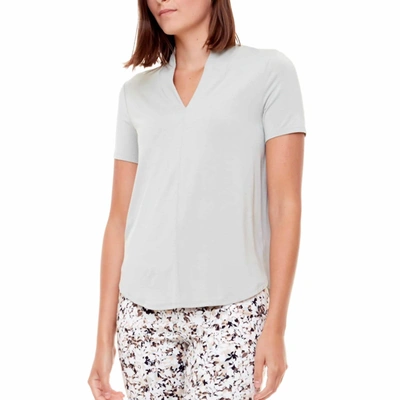 UP BAMBOO SHORT SLEEVE VNECK TOP IN SAGE GREEN