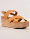 Coclico Two Toned Leather Wedge Sandal In Black/tan In Yellow