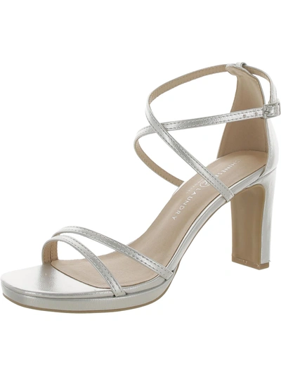 Chinese Laundry Taryn Womens Faux Leather Strappy Block Heels In Silver