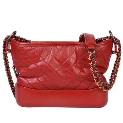 Pre-owned Chanel Gabrielle Leather Shoulder Bag () In Red
