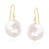 Ross-simons 11mm Cultured Pearl Drop Earrings In 14kt Yellow Gold In White