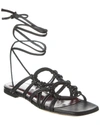 Staud Woman Thong Sandal Tan Size 9 Leather In Black
