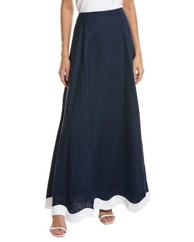 Staud Luciana Linen Skirt In Blue