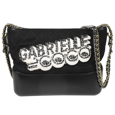 Pre-owned Chanel Gabrielle Leather Shoulder Bag () In Black