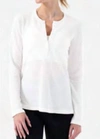 NUX HENLEY LONG SLEEVE TOP IN WHITE