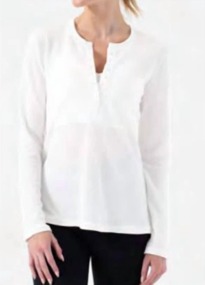 Nux Henley Long Sleeve Top In White