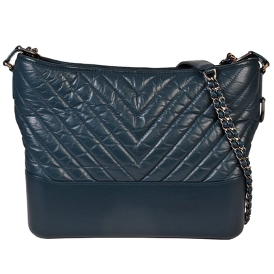 Pre-owned Chanel Gabrielle Leather Shoulder Bag () In Blue