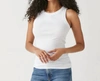 MICHAEL STARS HALLEY RIBBED TANK WITH RUCHING IN WHITE