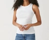 Michael Stars Halley Ribbed Tank With Ruching In White In White