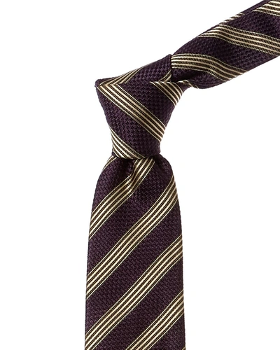 Canali Printed Silk Tie In Purple