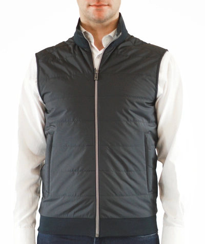 Luchiano Visconti Navy Quilted Vest In Blue