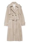 Anine Bing Double-breasted Suede Trench Coat In Multi
