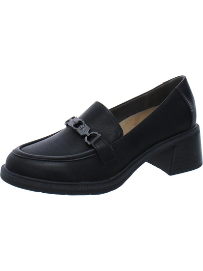 Dr. Scholl's Shoes Rate Up Bit Womens Faux Leather Slip On Loafer Heels In Black