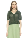 Alexia Admor Josi Crochet Button-up Top In Green