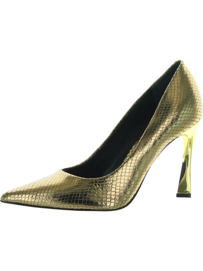 Marc Fisher Sassie Womens Leather Pointed Toe Heels In Gold