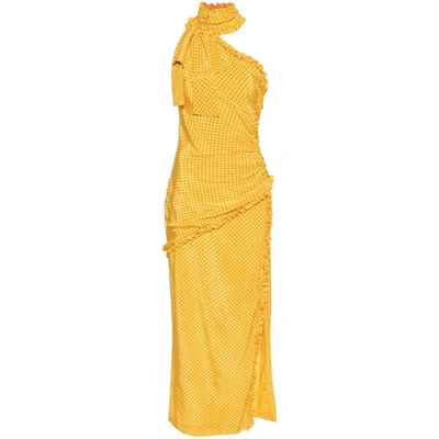 Alessandra Rich Polka Dot Maxi Dress In Yellow,black