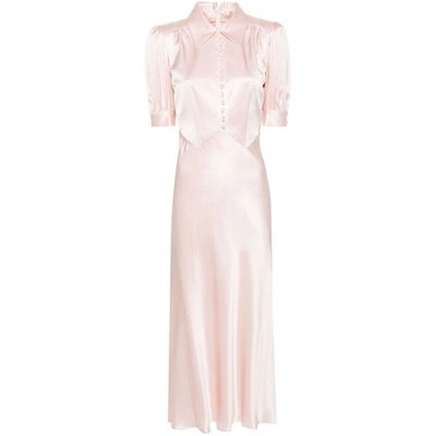 Alessandra Rich Empire-line Silk Dress In Pink