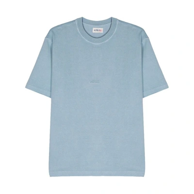 Autry Logo-debossed Cotton T-shirt In Blue