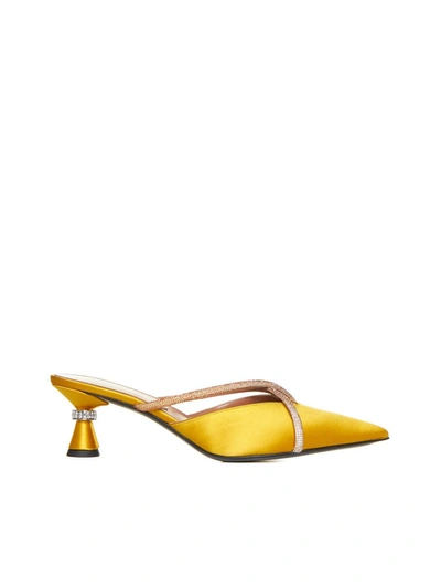 D’accori Ella 50mm Satin Mules In Hellow Yellow