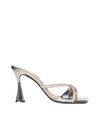 D’accori Silver Slip-on Sandals With Crystal Strap Detail In Disco Drama Crystal