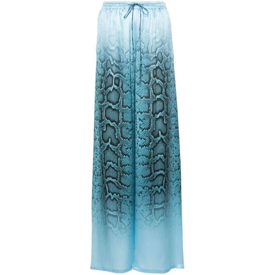 Ermanno Scervino Snakeskin-print Silk Trousers In Blue