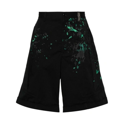 Moschino Paint-splatter Shorts In Black