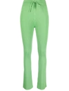 Nanushka Cornelie Ribbed-knit Flared Trousers In Green