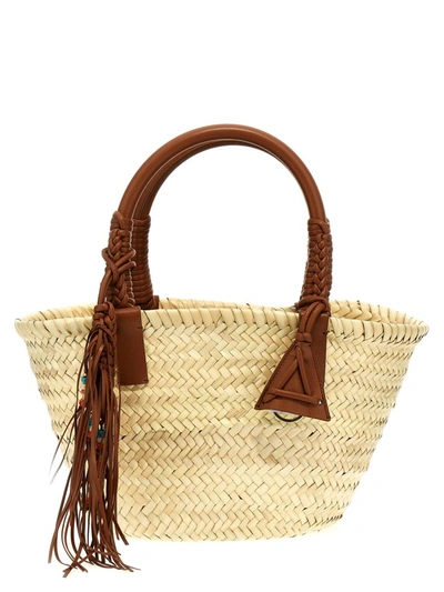 Alanui Icon Palm Leaf Small Handbag In Brown