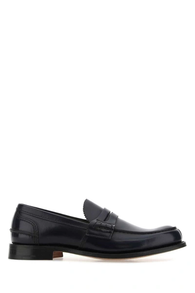 Church's Navy Blue Leather Turnbridge Loafers