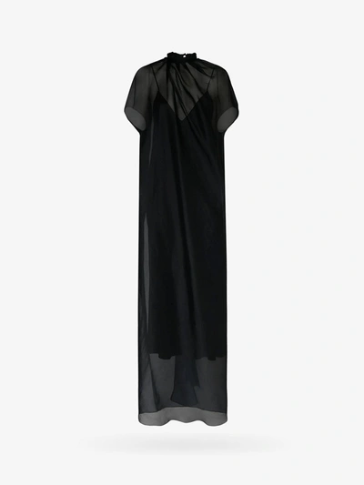 Khaite Essie Silk Organza Maxi Dress In Black