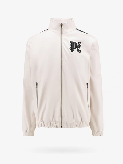 Palm Angels Monogram-patch Leather Jacket In White