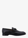 Ferragamo Foster Gancini Loafers In Hammered Leather In Black