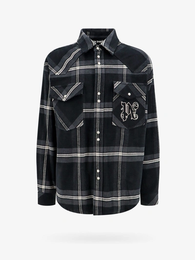 Palm Angels Monogram Shirt In Charcoal