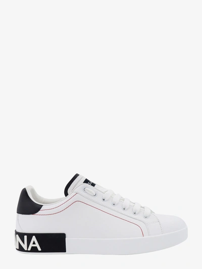 Dolce & Gabbana Portofino Leather Sneakers In White,black