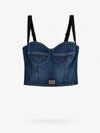 Dolce & Gabbana Logo-plaque Denim Crop Top In Blue