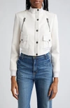 ALICE AND OLIVIA RIA SHRUNKEN FAUX LEATHER MOTO JACKET