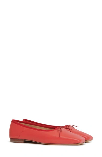 Mansur Gavriel Square Toe Ballerina In Poppy