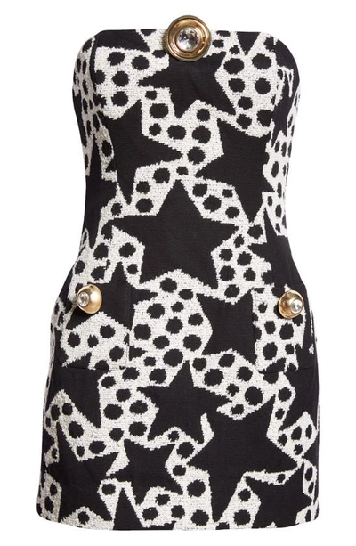 Area Crystal Medallion Strapless Mini Dress Dotted Stars (black Multi) In Dotted Stars Blac