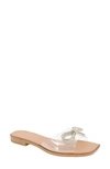 Bcbgeneration Women's Laffi Rhinestone Bow Slide Sandals In Clear,tan