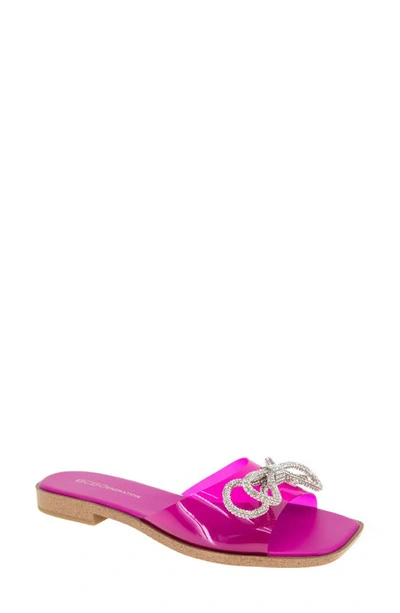 Bcbgeneration Women's Laffi Bow Slide Sandals In Viva Pink