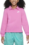 Nike Sportswear Club Fleece Big Kids' (girls') Polo Top In Red
