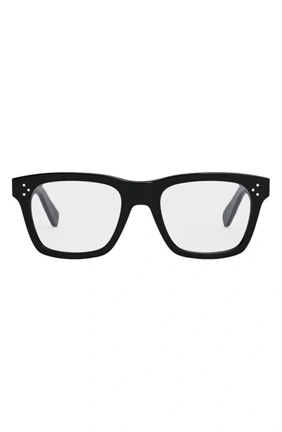 Celine Women's Bold 3 Dots 52mm Rectangular Eyeglasses In Shiny Black