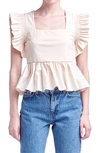 ENGLISH FACTORY ENGLISH FACTORY RUFFLE PEPLUM TOP