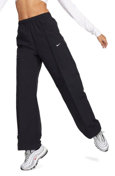 Nike Women's  Sportswear Everything Wovens Mid-rise Open-hem Pants In Black/white