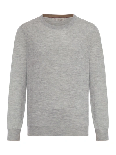 Brunello Cucinelli Rib-knit Cashmere Crewneck Sweater In Grey