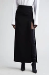 Balenciaga Slit Tailored Stretch Wool Midi Skirt In Black