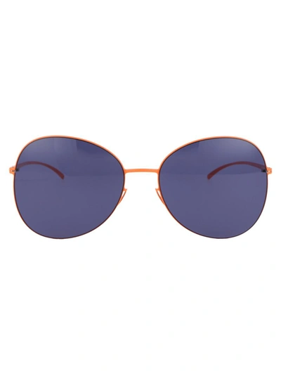 Mykita X Maison Margiela Round Frame Sunglasses In 443 E19 Apricot Indigo Solid