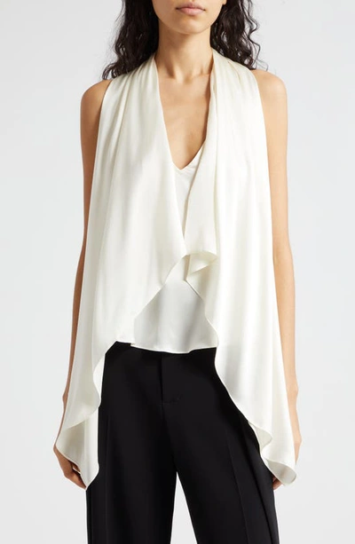 Cinq À Sept Louella V-neck Silk Top In Neutrals