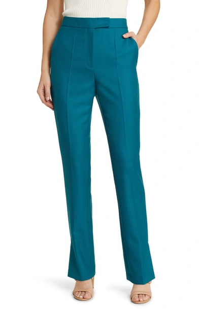 Hugo Boss Slim-fit Trousers In Virgin-wool Twill In Light Green